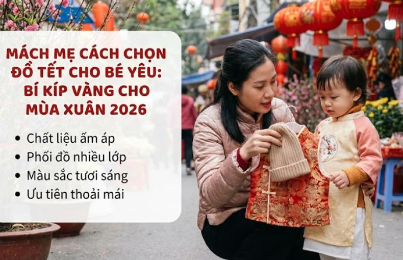 Mách mẹ cách chọn đồ Tết cho bé yêu vừa ấm vừa xinh: Bí kíp vàng cho mùa Xuân 2026